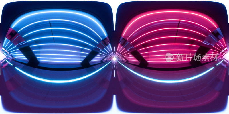 发光线条与隧道360度无缝VR全景3D渲染