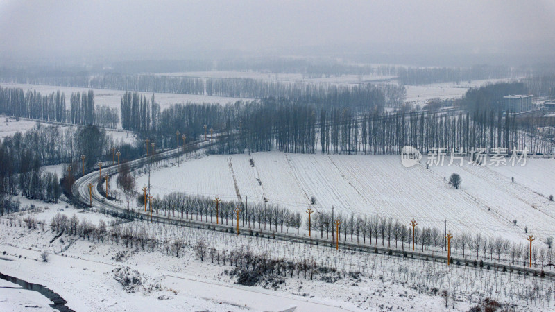 冬季公园雪景鸟瞰