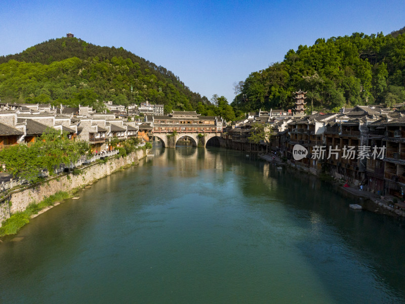中国最美小镇湖南湘西凤凰古城航拍