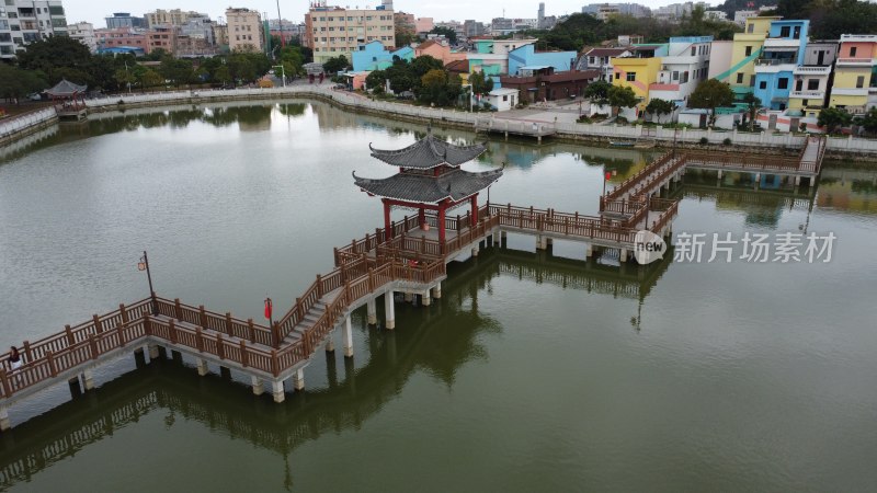 航拍广东省东莞市横沥镇山厦村