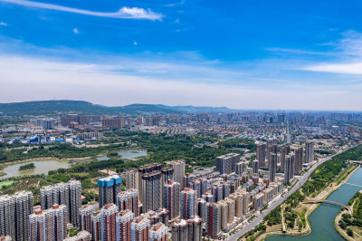 航拍河南平顶山城市大景