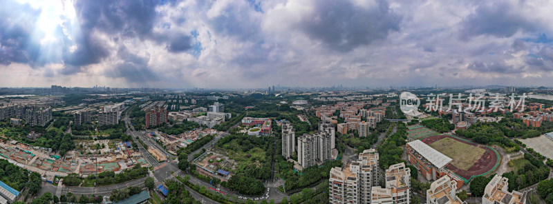 广州大学城城市风光航拍全景图