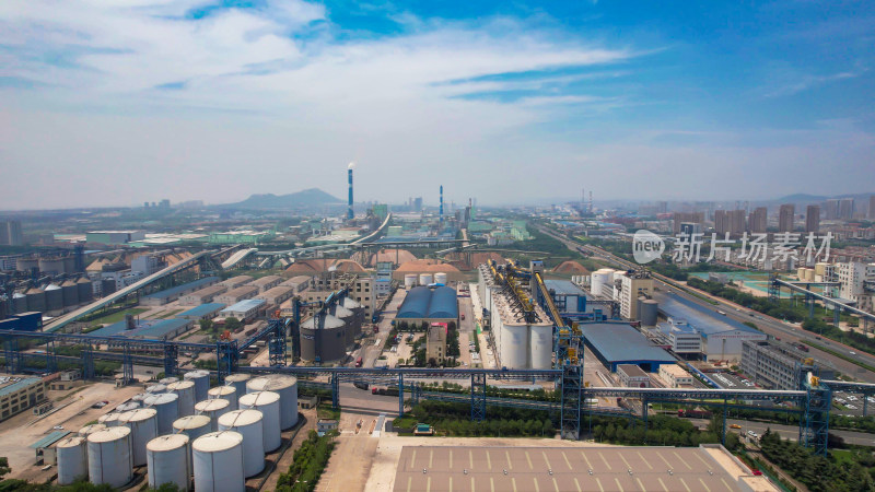 山东日照城市工业生产工厂航拍图
