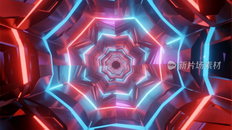 未来感霓虹光线隧道场景