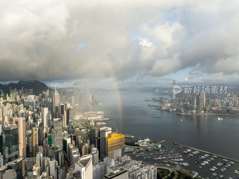 香港维多利亚港CBD中环高空航拍