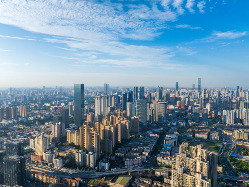 城市高楼林立的长沙江景航拍全景