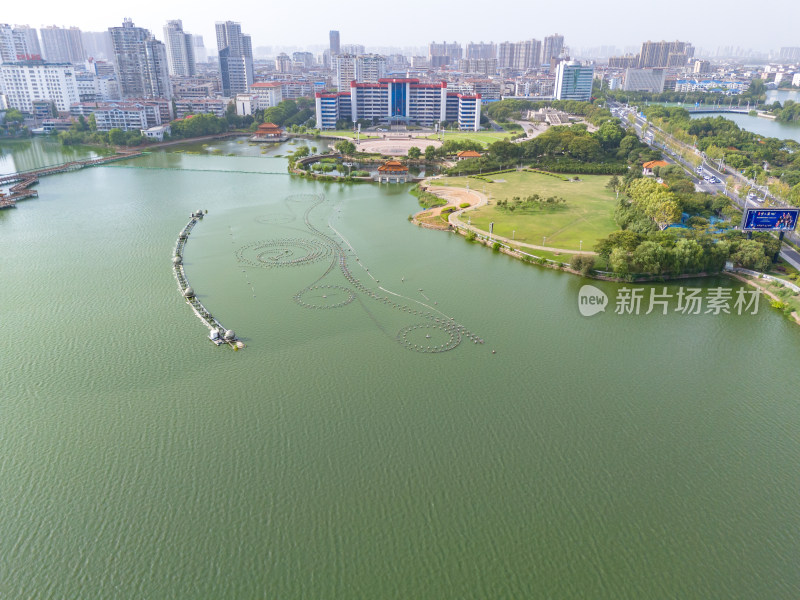 鄂州洋澜湖桥梁交通航拍图