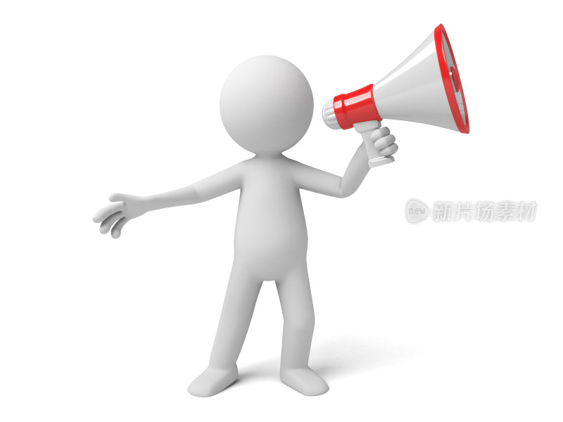3D小人手持扩音器宣传