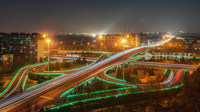 北京玉蜓桥城市车流夜晚公路