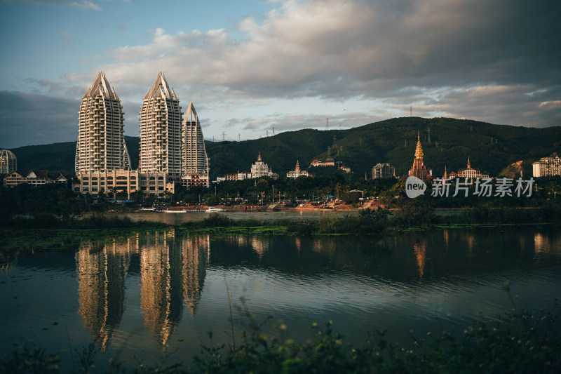 西双版纳景洪市的建筑和景观