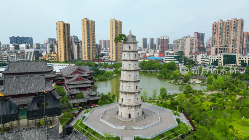 航拍湖北黄冈安国寺景区