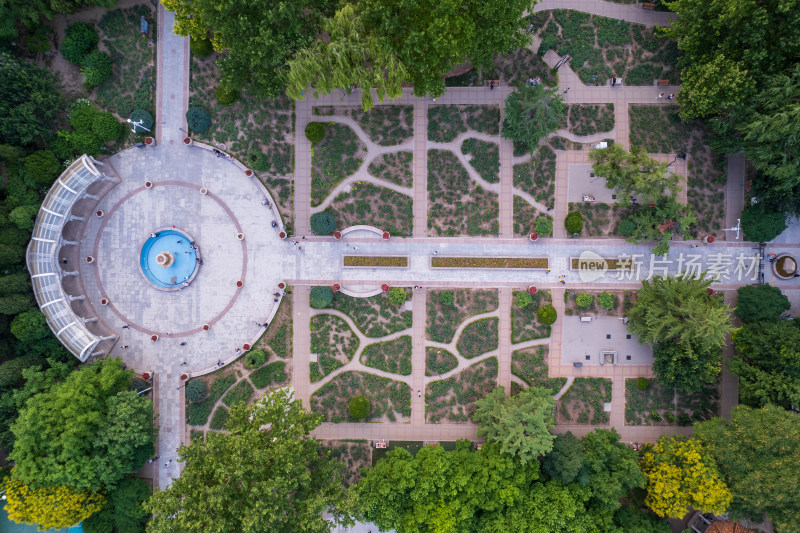 天津五大道文化旅游景区睦南公园俯视航拍