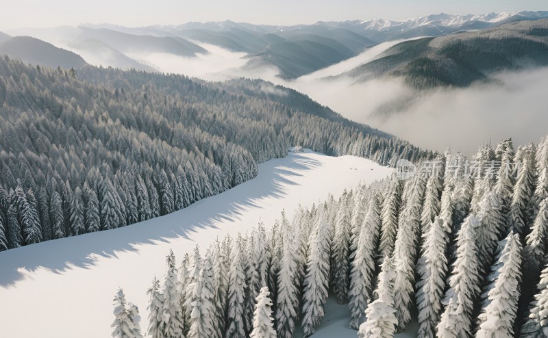 冬季森林白雪覆盖风景