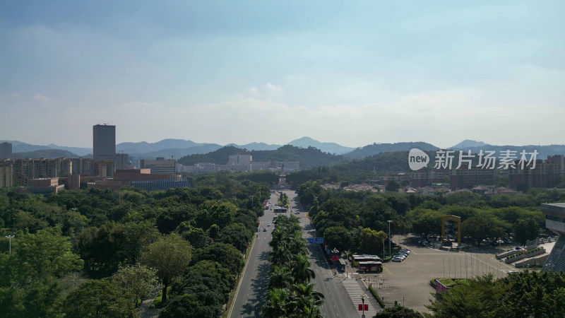 航拍广东中山城市风光