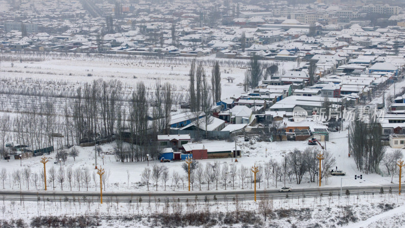 冬季公园雪景鸟瞰