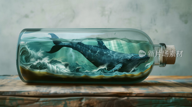 瓶中海洋：鲸鱼畅游在玻璃瓶封闭的世界里
