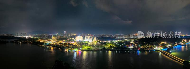 肇庆城市夜景灯光航拍全景图