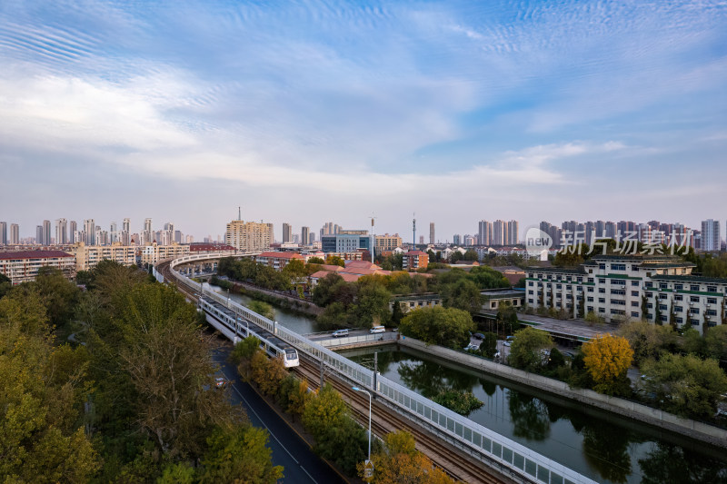 天津中山门地铁沿线城市建筑风光航拍