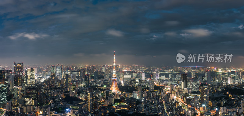 日本东京六本木之丘俯瞰东京市夜晚全景