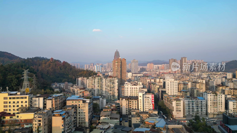 航拍贵州遵义大景遵义城市风光