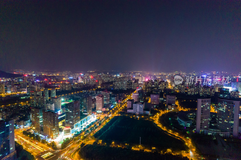 安徽合肥城市夜景航拍图