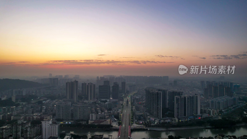 广东江门日出彩霞航拍图