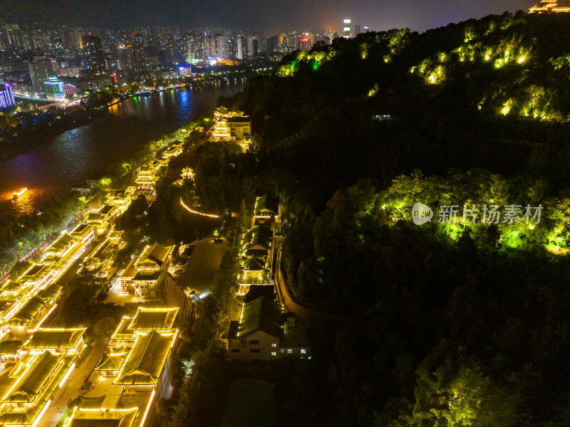 兰州黄河夜景航拍图