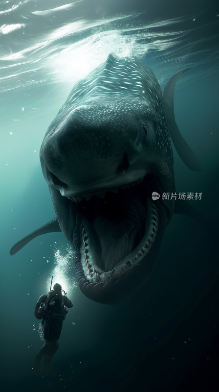 潜水员遭遇巨鲨惊险瞬间