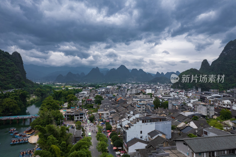 桂林阳朔漓江山水自然风光航拍