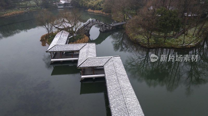 浙江省杭州市西湖浴鹄湾冬季雪景