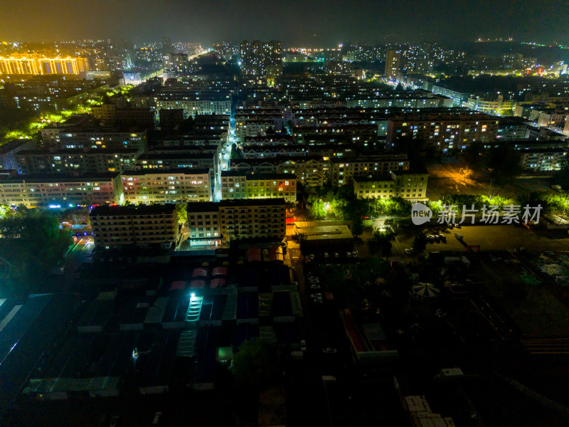 甘肃张掖夜景灯光航拍图