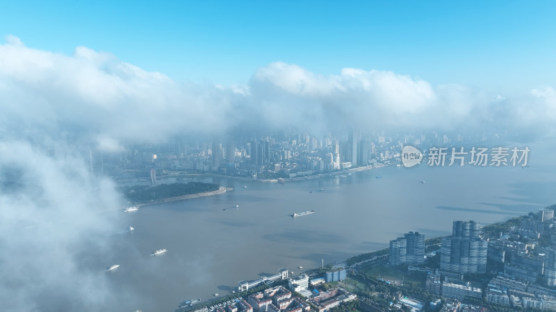 武汉航拍城市建筑风光鸟瞰长江两岸市区风景