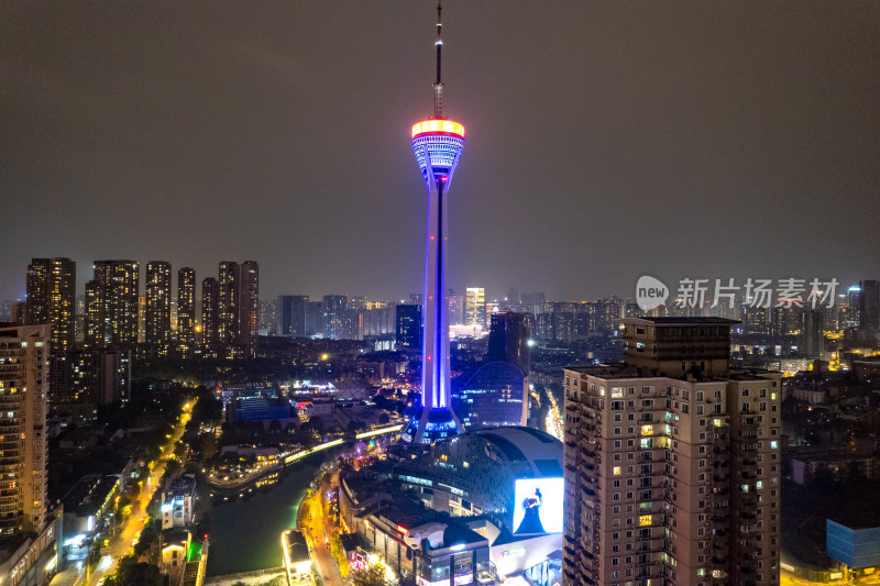 成都城市夜景灯光航拍图