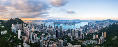 香港城市天际线维多利亚港大全景