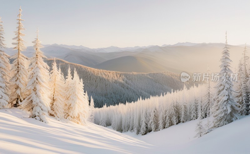 冬季森林白雪覆盖风景