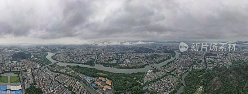 广西桂林城市风光全景图航拍