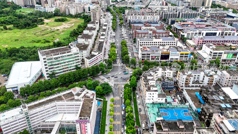 广东深圳龙华区城市交通航拍图