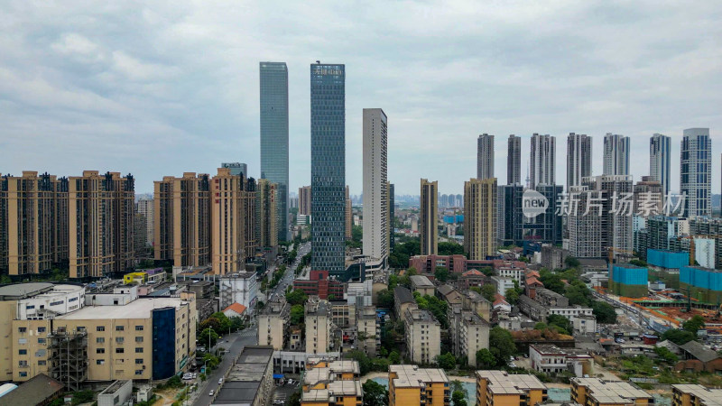 航拍湖南长沙开福区城市大景