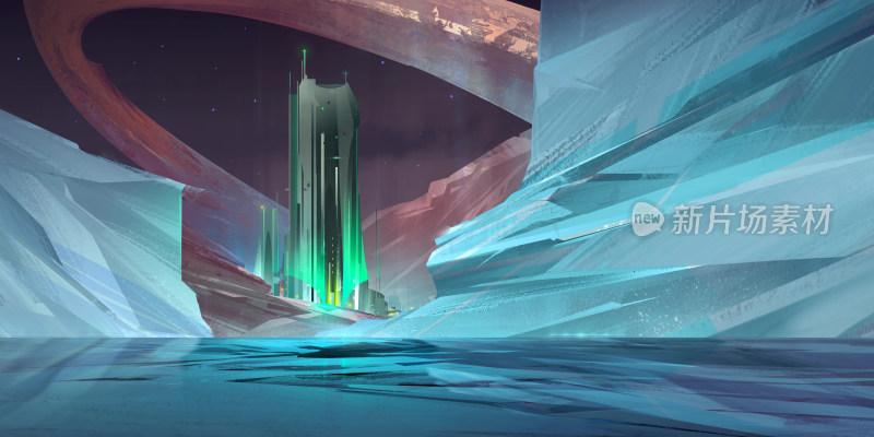 科幻风格外星城市建筑景观