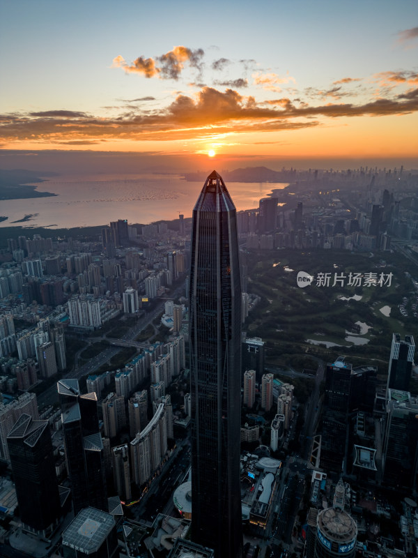 深圳城市风光，夕阳夜景，车水马龙