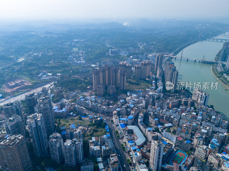 内江城市河流城市建设航拍图