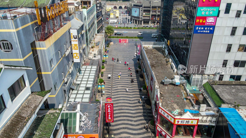 航拍广西桂林步行街商业街