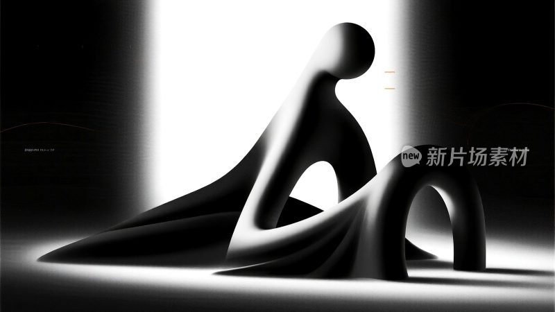 抽象光影下的人物雕塑形象