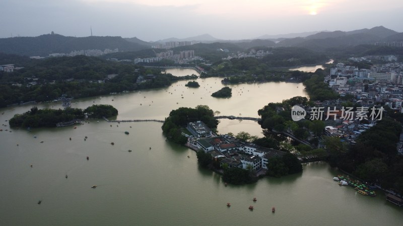 航拍广东省惠州市西湖景区