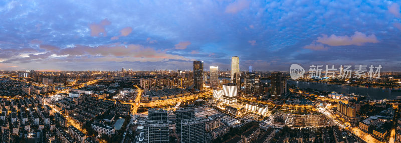 上海徐汇区西岸城市CBD建筑群夜景全景