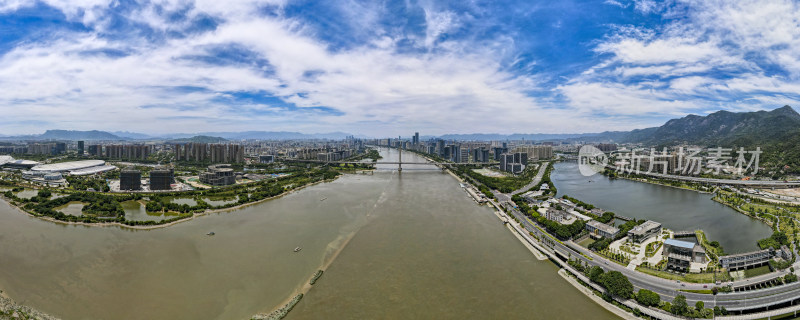 福建福州闽江风光全景图