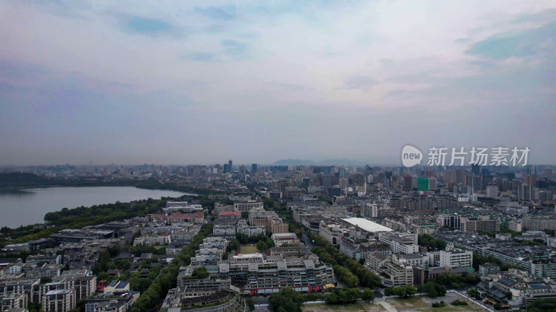 浙江杭州城市清晨航拍