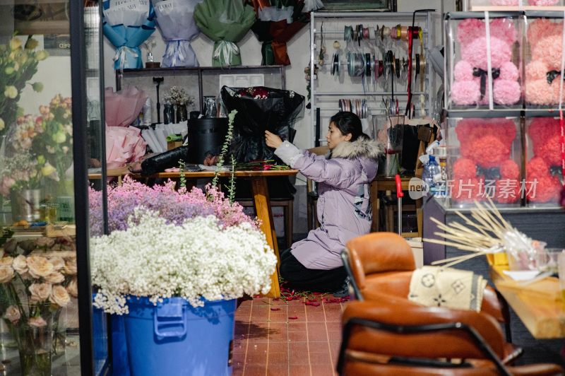 花店工作日常场景素材