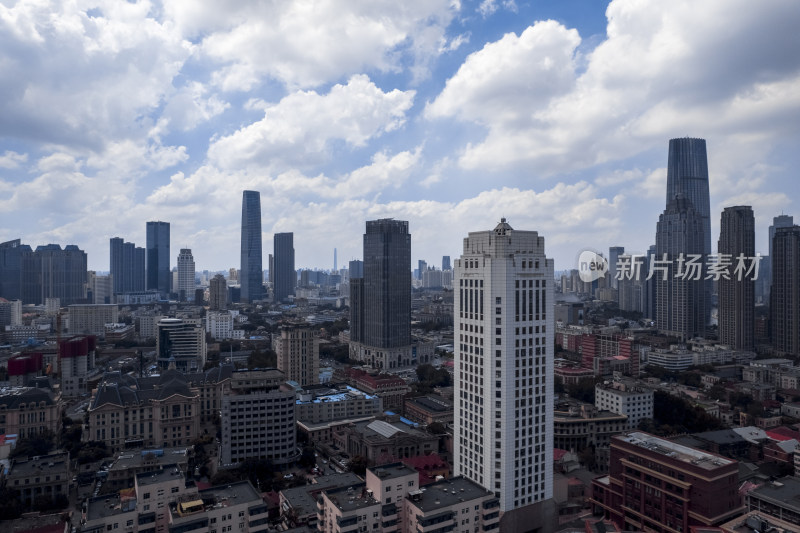 天津海河风景线城市天际线建筑风光航拍