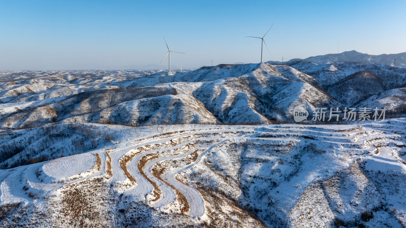 冬季雪后豫西丘陵山区自然风景航拍